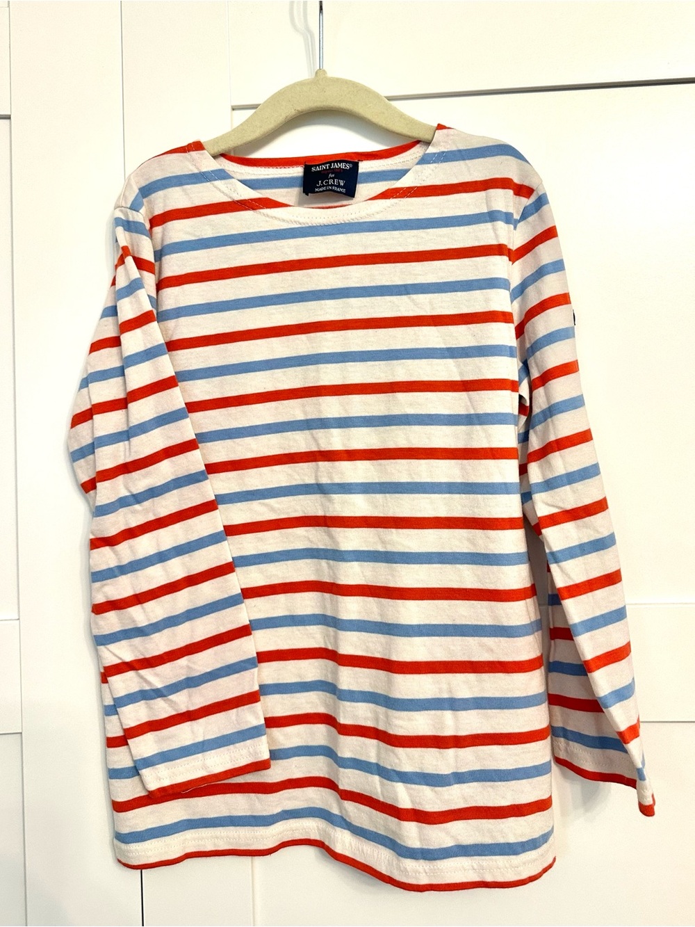 Saint James for J Crew Kids Long-Sleeve Shirt, Light Blue & White Striped Tee